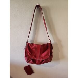 Vintage LL Bean Y2K Red Canvas Crossbody Messenger Bag Large Laptop Sling Bag